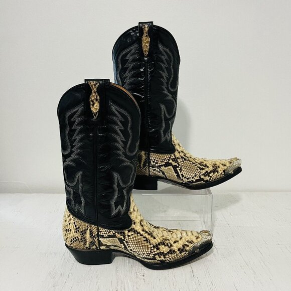 Dos De Oro Boots Python Two Tone J-Toe Casual Western Cowboy Men 5 - Picture 5 of 16